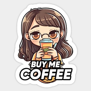 Cute coffee girl Sticker